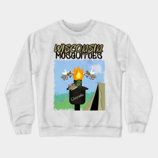 Wisconsin Mosquitoes Cartoon - Camping by Tiki Torch Crewneck Sweatshirt